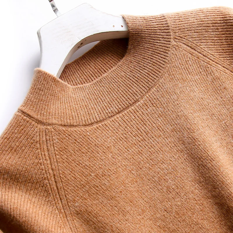 Женская кашемировая Вязаная футболка с коротким рукавом и воротником-стойкой