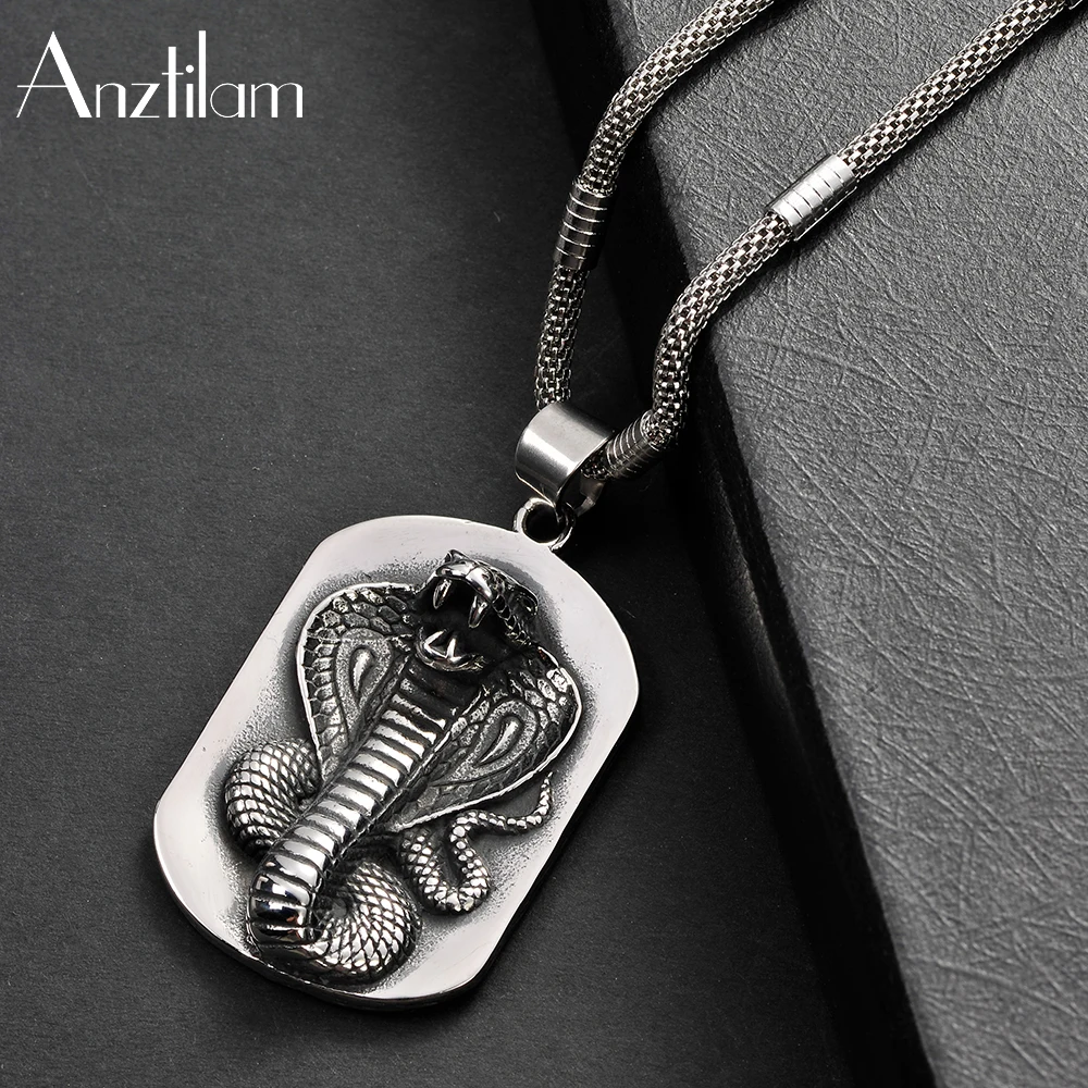 

Bling Dark Snake Tags Pendants 316L Stainless Steel Necklace For Women Rapper Punk Jewelry Corn Chain Free