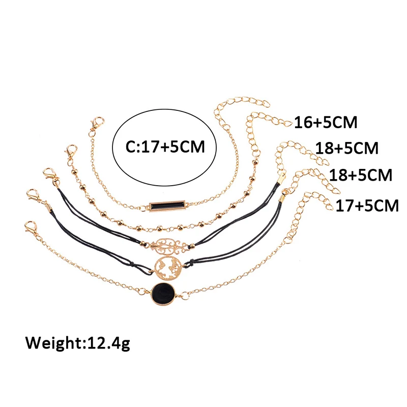 5 шт./компл. новые модные черные браслеты наборы карт мира круглые квадратные