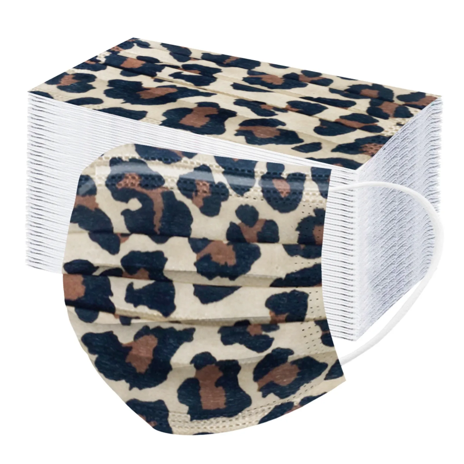 Маска для лица с трехслойным ушным крючком Нетканая защитная маска леопардовым