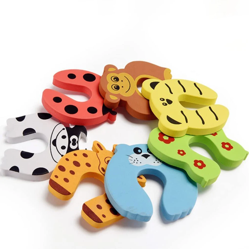 Protector de puerta con dibujos animados para beb&eacute;s y ni&ntilde;os, pomo Protector de dedos para la pared, a prueba de golpes, 5 unidades-4