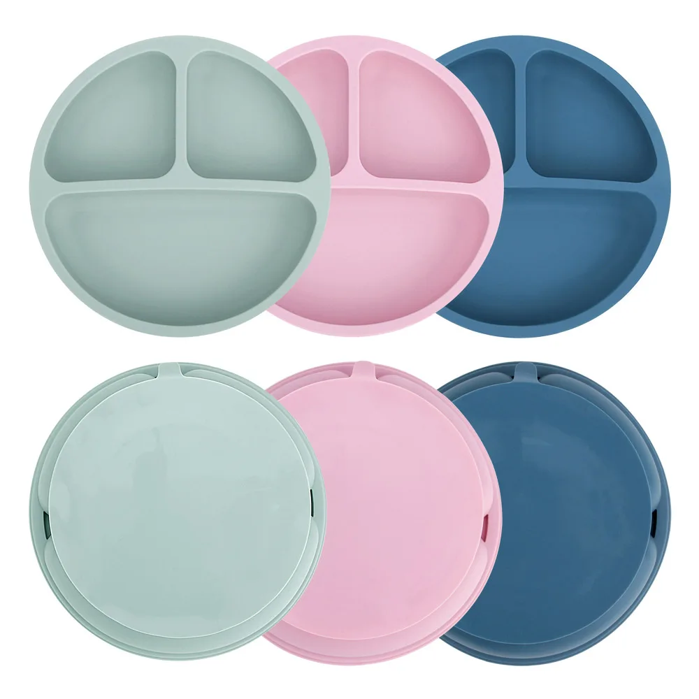 

Baby Suction Cup Plate Dispensing Children's Dishes Set Anti-slip Kids Silicone Tableware Toddler Solid Feeding Spoon Bowl Uten