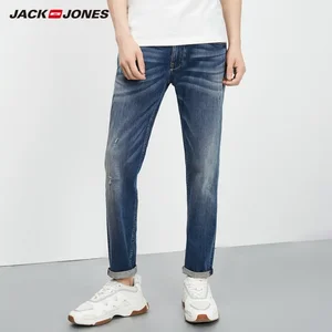 Мужские Стрейчевые зауженные укороченные джинсы JackJones, модные брюки, Мужская одежда, базовые 219232506