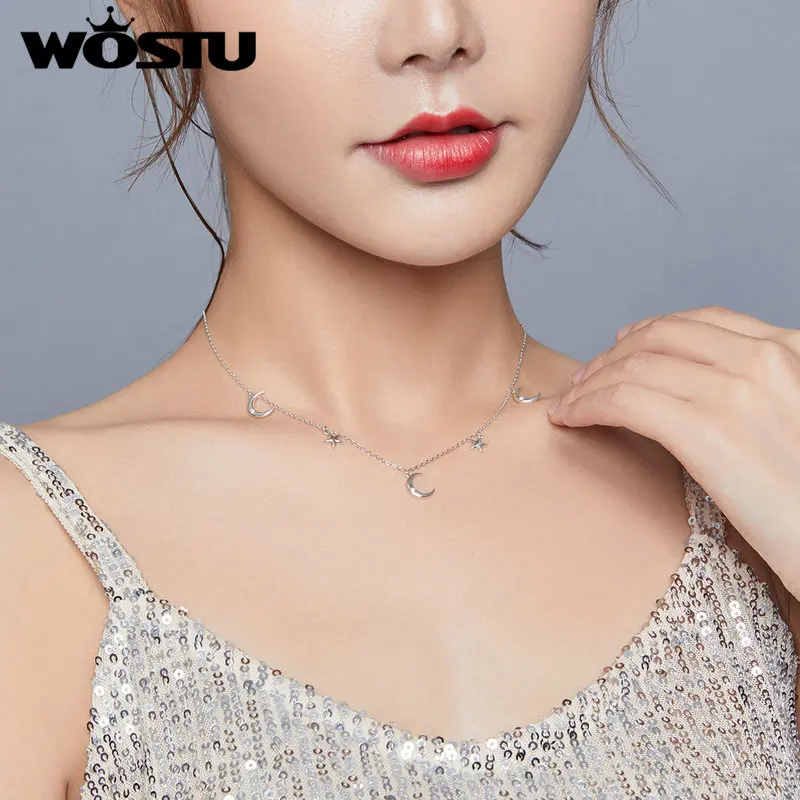 Женское Ожерелье сделай сам из серебра 925 пробы с Луной и звездами | Украшения