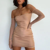 double layer autumn sequin bodycon dress women party dress 2021 off the shoulder bodycon dress evening club night dress