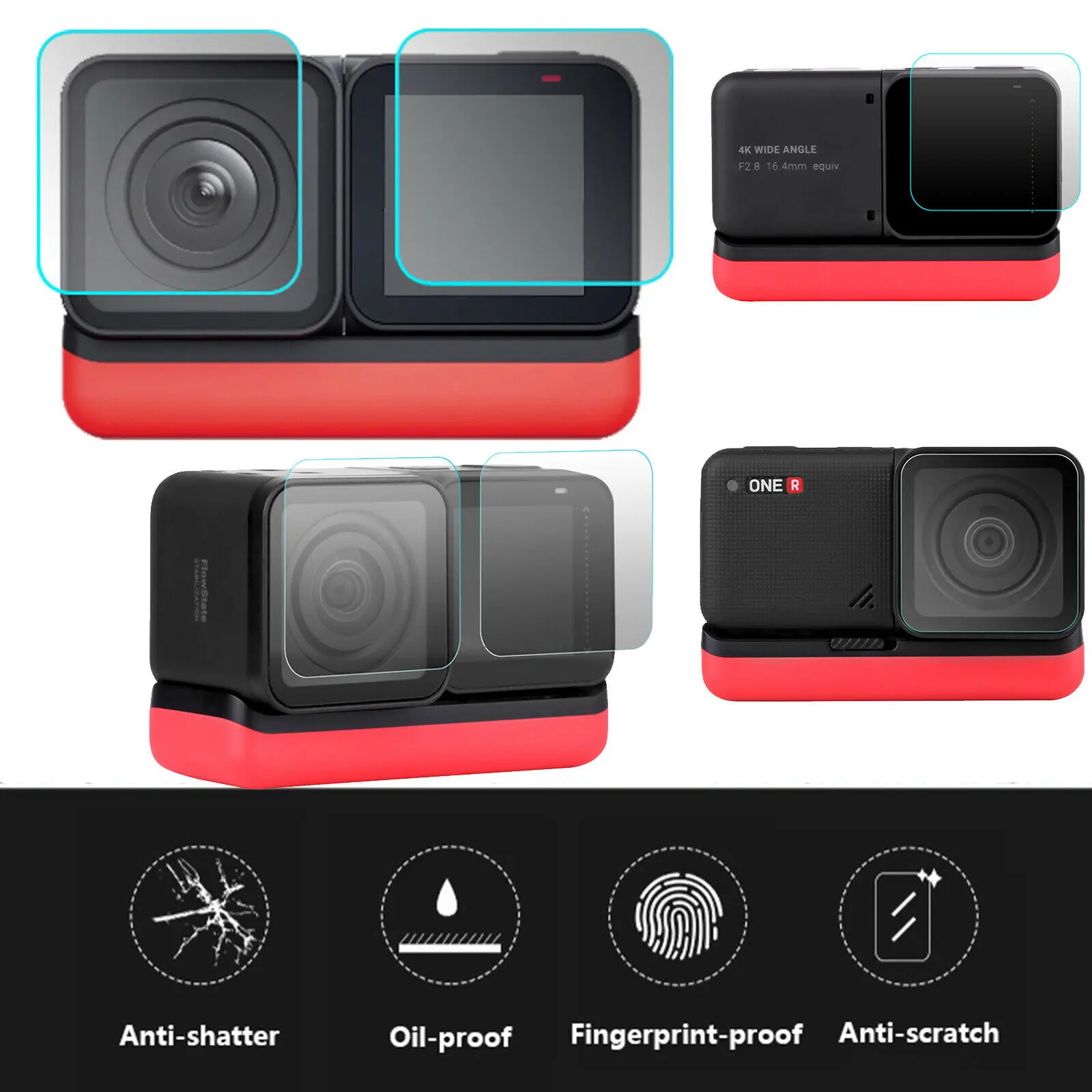 Новинка набор из закаленной пленки для экшн-камеры Insta360 ONE R HD защитная пленка