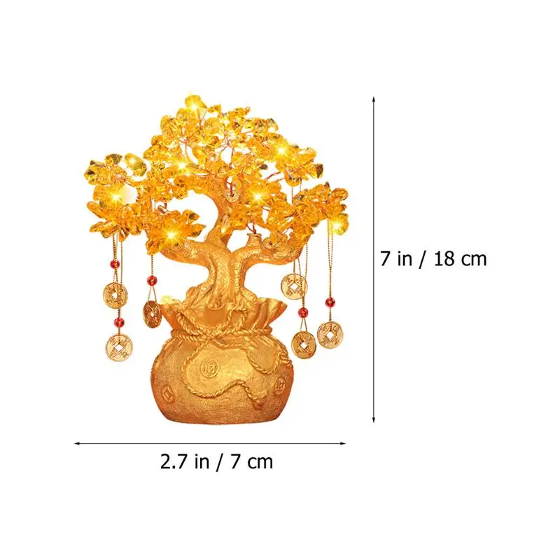 

1Pc Creative Crystal Fortune Tree Decoration Home Desktop Adornment Golden