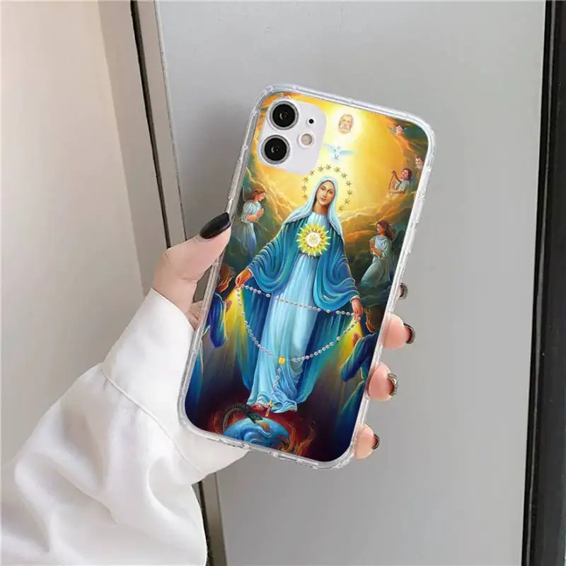 

Bless Virgin Mary retro art painting Phone Case Transparent soft For iphone 5 5s 5c se 6 6s 7 8 11 12 plus mini x xs xr pro max