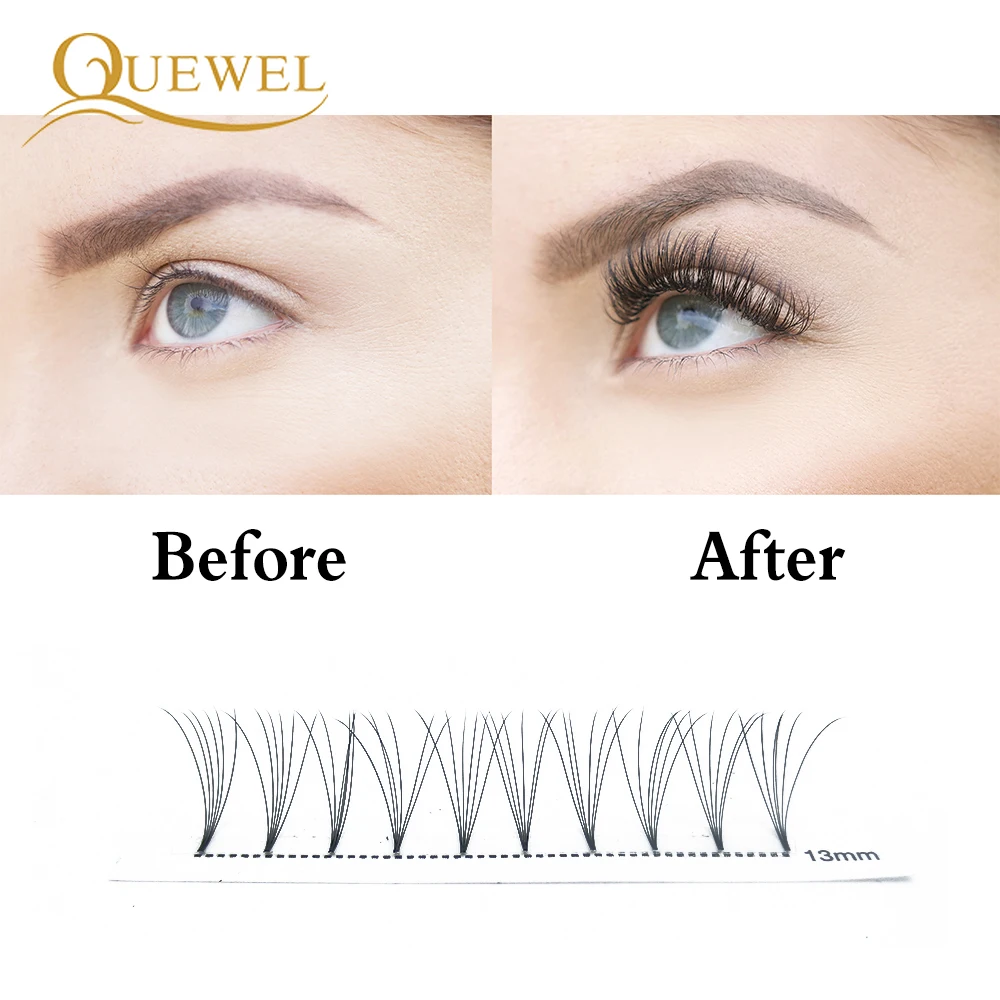 Quewel Premade Volume Fans Lashes 10-Box Set Russian Eyelash Extensions Short Stalk False Eyelashes Faux Mink Wholesale | Красота и