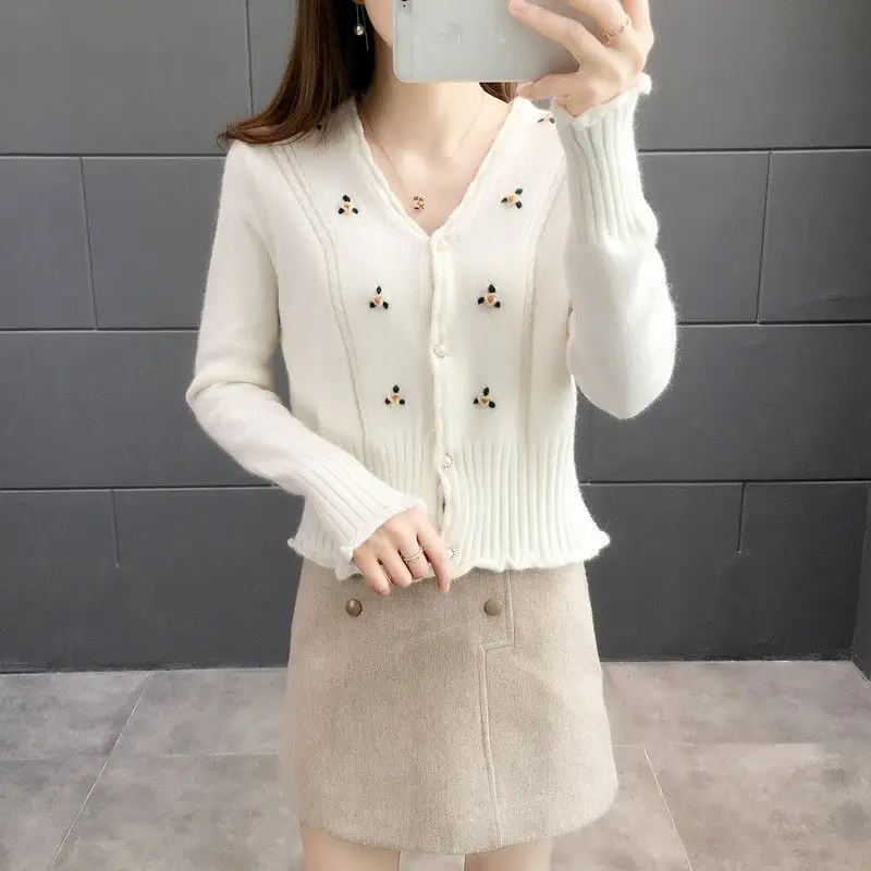 

Boutique Women 's Sweater 2021new Clothes Small Knitted Cardigan Coat Spring Autumn Outerwear Short Top