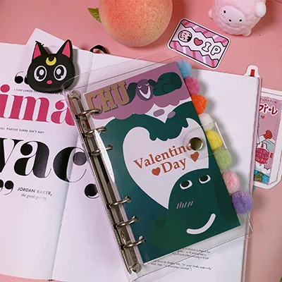 Valentine Day A6, милый Ежедневник для девочек, органайзер, Kawaii, записная книжка,, корейский планировщик, переплет, пули, дневник, Еженедельный план, канцелярские принадлежности, подарок для школы - Color: Valentine Day