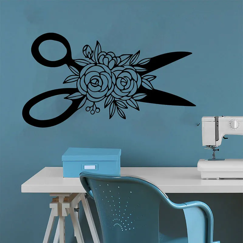Виниловые Настенные Стикеры для шитья с ножницами 3B51|Наклейки на стену| |