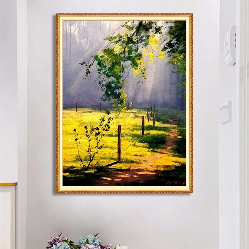 Пейзаж дерево Солнечный поцелуй полный дисплей квадратный/круглый цветочный