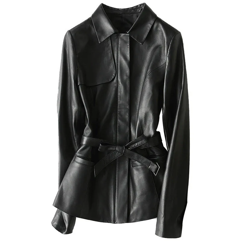 PUDI новые женские натуральная кожа пальто из овечьей кожи женская Черная курточка