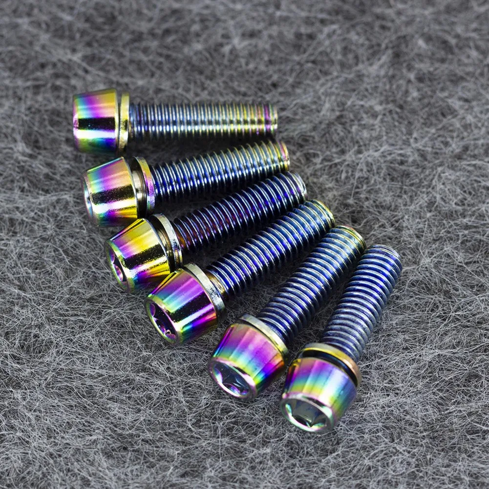 

6pcs Bicycle Stem Bolt M5*18mm Titanium Alloy Anodized Bolts Anti-Rust Road/MTB Stainless Steel Bike Bicycle Parts Accessories