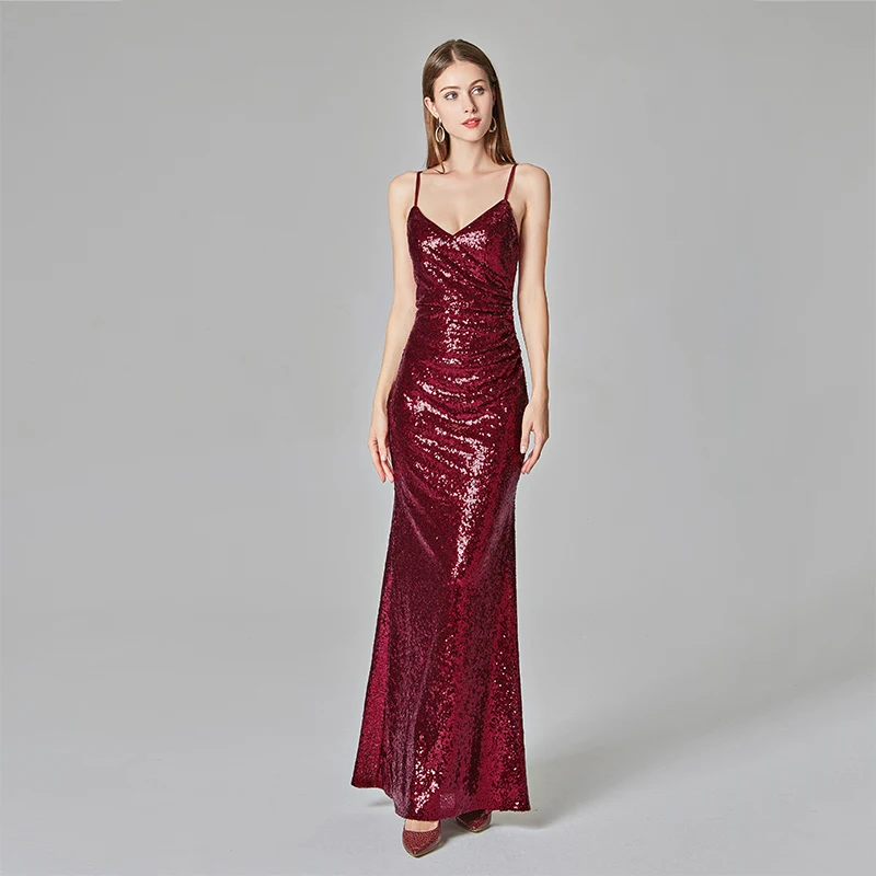 Бордовое красное сексуальное вечернее платье простое длинное на бретельках