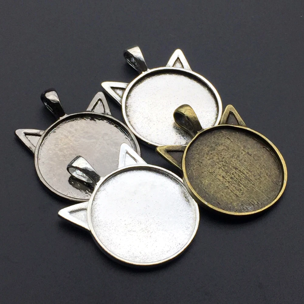 5 шт. 25 мм Серебряное кольцо черная тарелка Ожерелье Подвеска Установка Кабошон