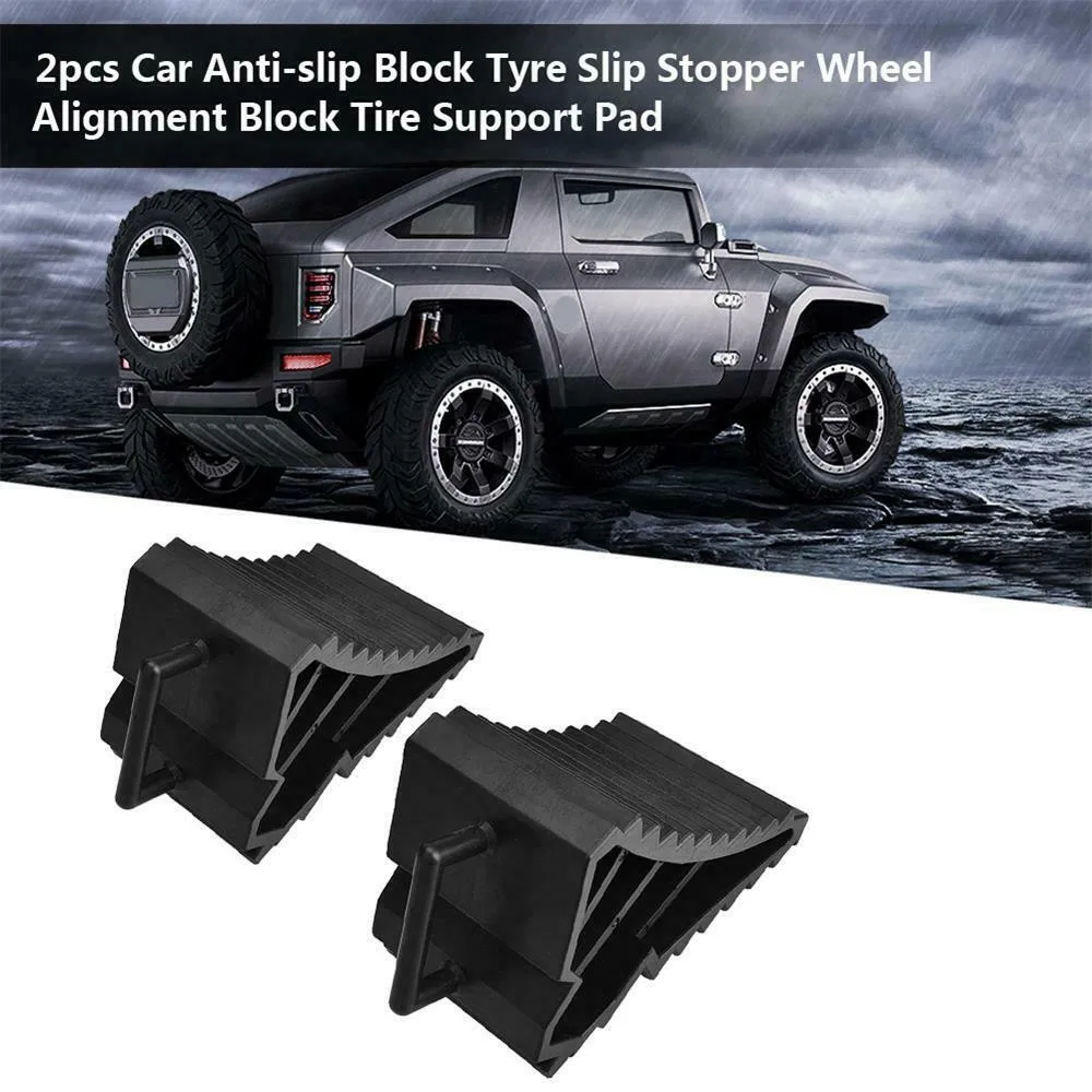 

2PCS Car Tyre Slip Stopper Control Wheel Alignment Tire Pad Rubber Wheel Chocks Blocks For Car Trailer Truck RV Camper Handles