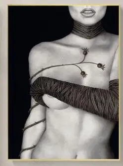 Черно-белый портрет голая женщина Искусство человеческое тело красота холст