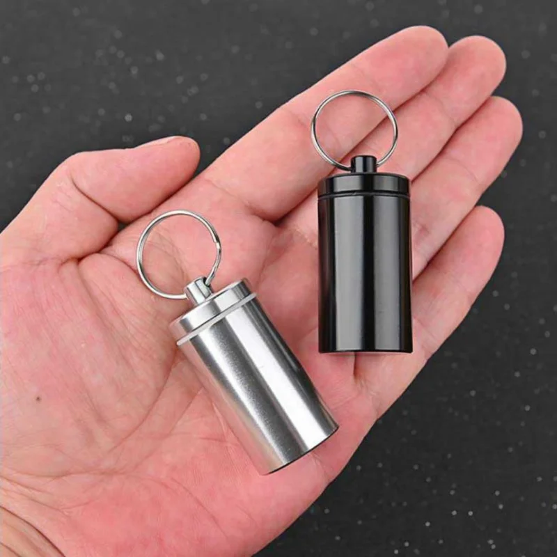 

1PC Pill Box Sealed Waterproof Compartment Aluminum Alloy Storage Medicine Bottle Tools Device