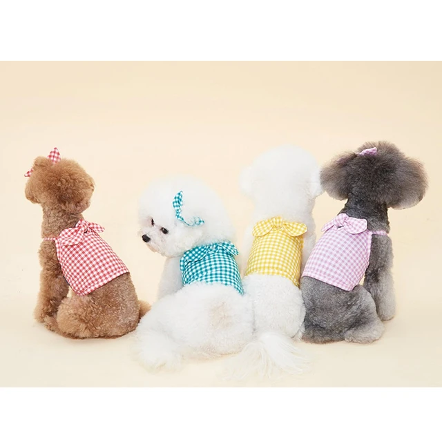 Pink Plaid Dog Vest New Summer Cool Pet Sling Teddy Breathable Clothes Puppy Fashionable Two-legged Clothes Pet Products