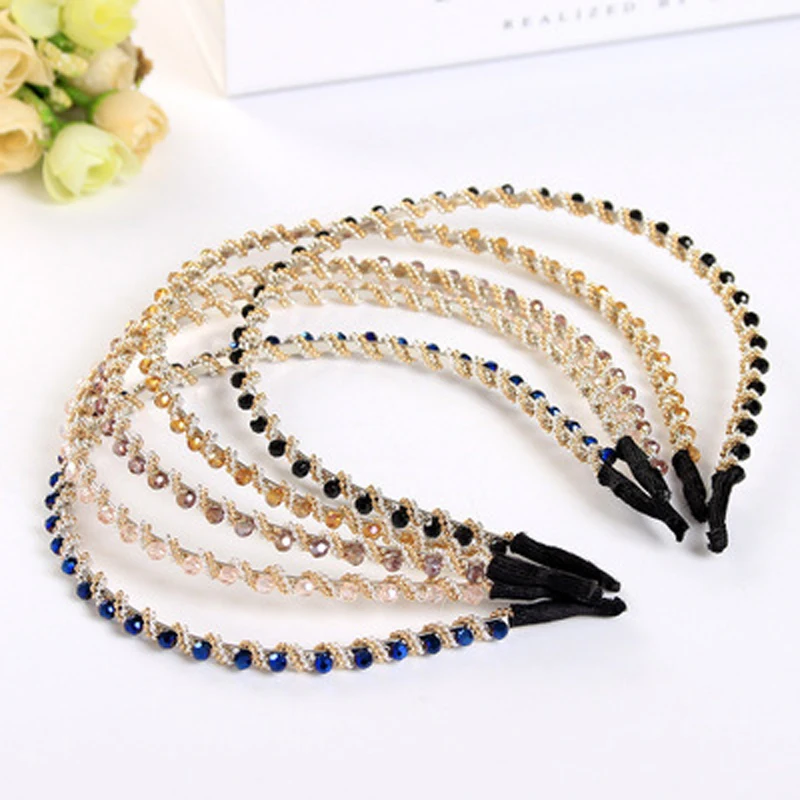 

Hairhoop Headband Women Girls Hair Band Metal Hoop Hairstyle Rhinestone Headbands Lady Fashion Hair Accessories Decorative