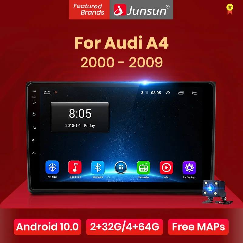 Junsun V1pro AI Voice 2din магнитола андроид for Audi A4 2000-2009 Seat Exeo автомагнитола Аудио для авто