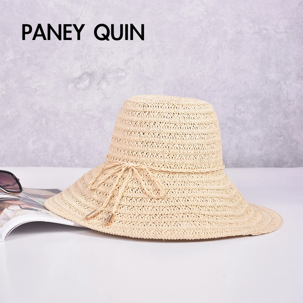 

Шляпа женская Соломенная в стиле ретро, Панама ручной работы из рафии, с плоским козырьком, для защиты от солнца, пляжа, летняя