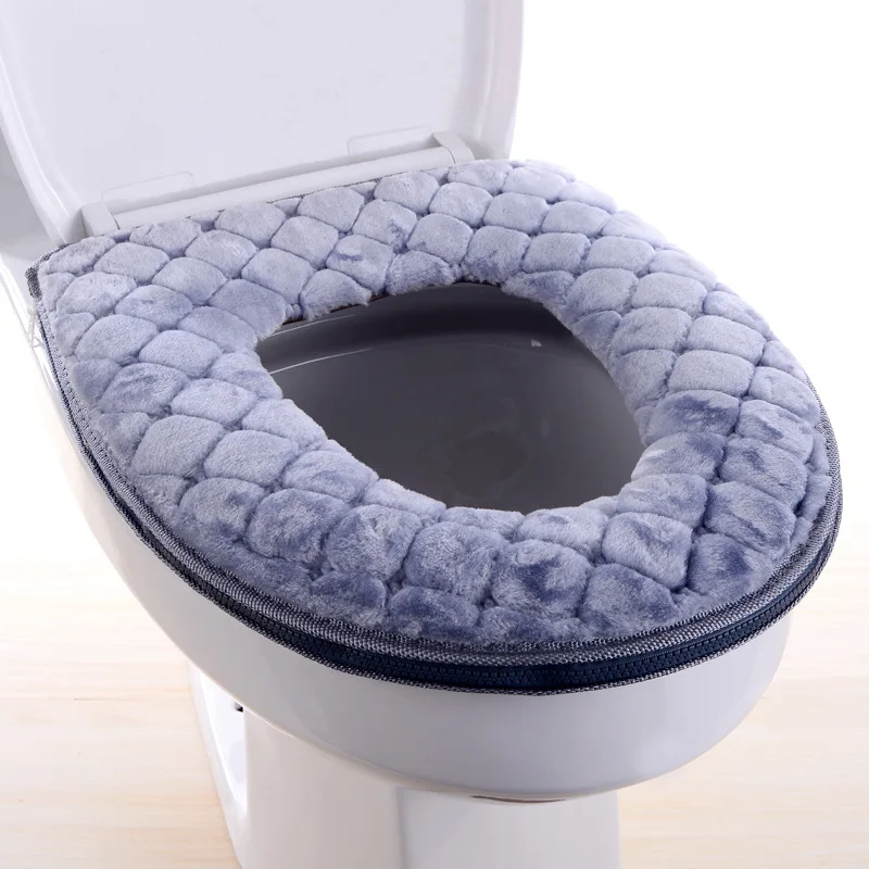 style 2 grey Цветочный теплый унитаз крышка сиденья верхняя крышка Накладка ванная комната теплое сиденье на унитаз чаша мягкая молния моющееся сиденье для унитаза крышка - Цвет: style 2 grey