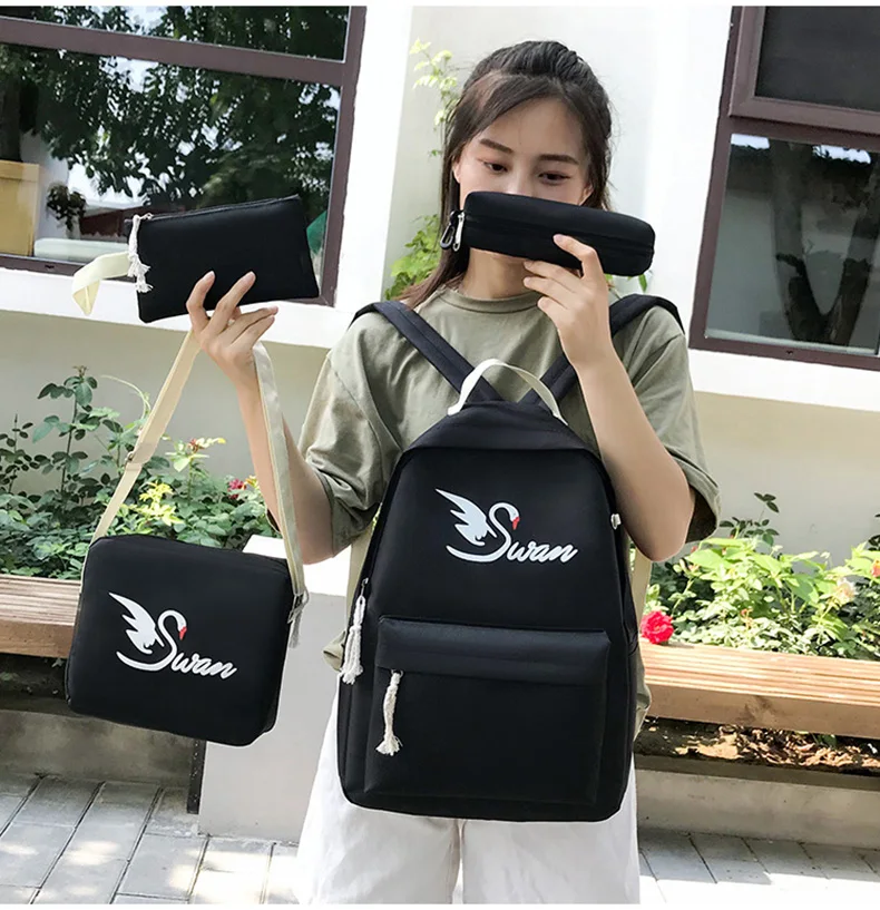 JZYZQBX школьный рюкзак для девочек 4 шт./компл. школьная сумка для девочки студенческие рюкзаки холщовые школьные сумки mochila escolar