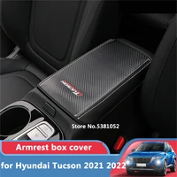 for hyundai tucson 2021 2022 armrest box cover central control hand held box leather protection sticker car accessories