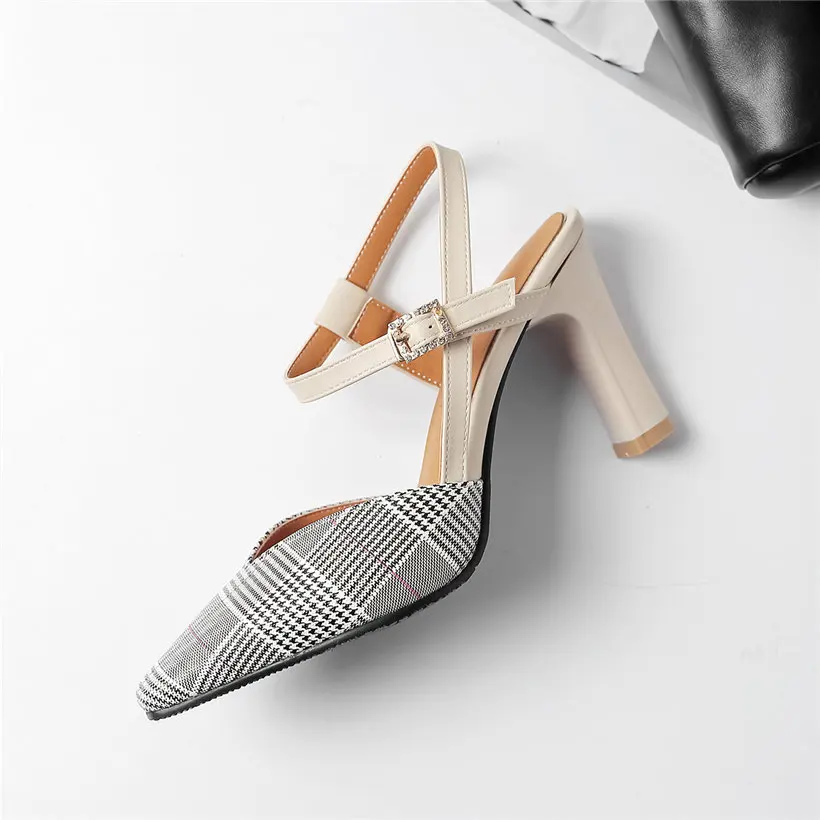 Элегантные женские сандалии на не сужающихся книзу высоких каблуках-Столбиках с