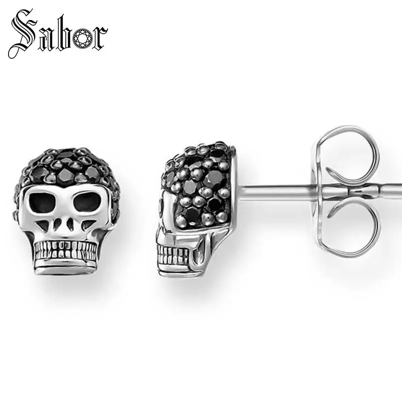 Серьги гвоздики с черепом в стиле панк подарок для женщин высокое качество