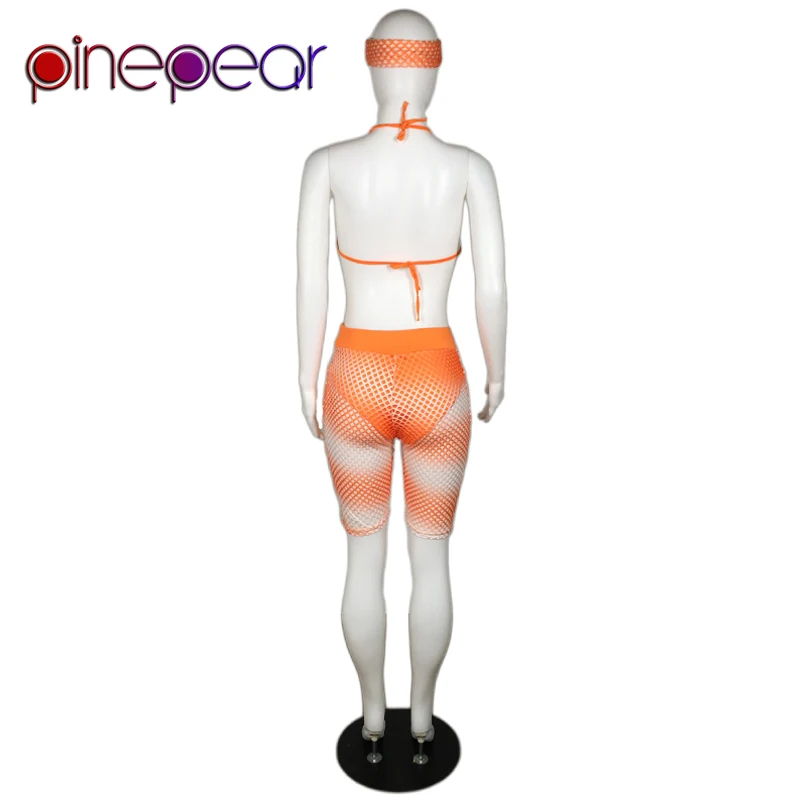 Пикантный сетчатый комплект из 3 предметов с рисунком ананаса женский платок на