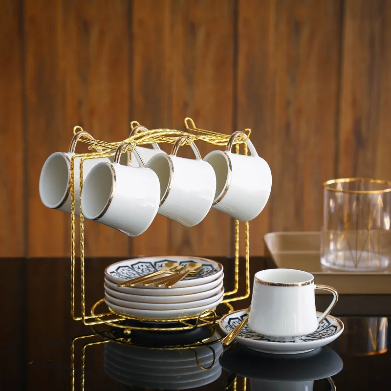 Скандинавские роскошные белые керамические чашки и блюдца набор Современная