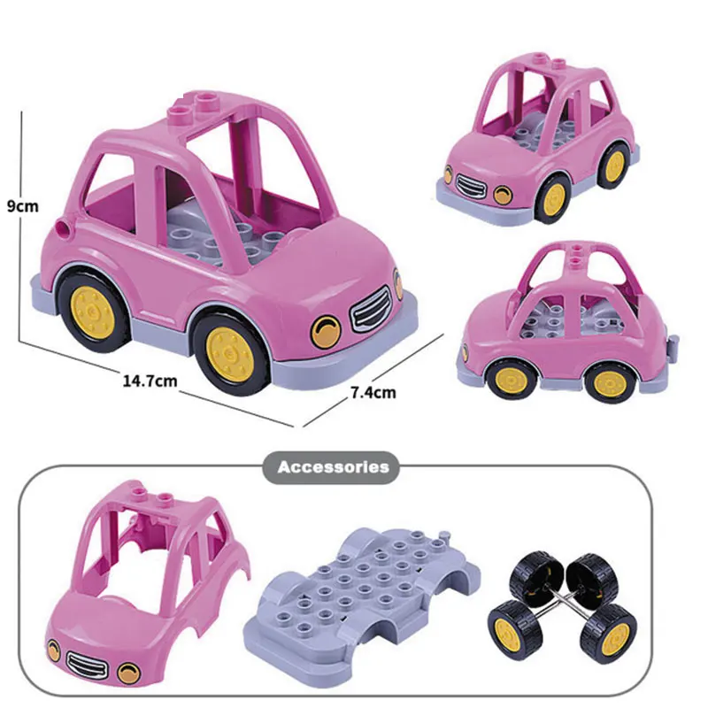 

Diy Car Big Size Building Blocks Accessories Girl Pink Car Compatible with Car Model Toys Girl Birthday Kids Educational Gift
