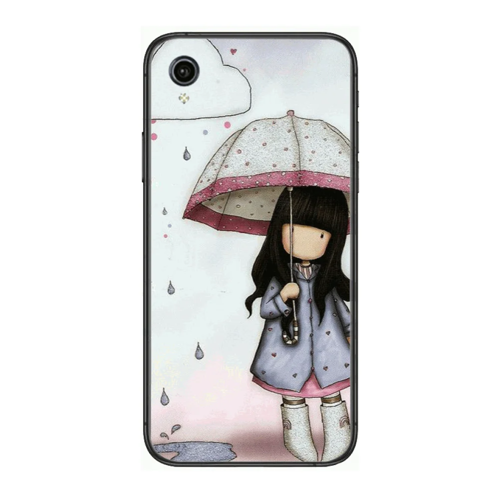 

Girl Lovely Cartoon Illustration Style Phone Cases cover For VIVO X50 30 Y97 91 93 85 83 81 79 73 V 17 15 9 S7 U3X black Co