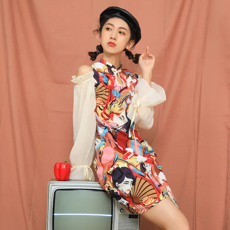 Летние платья Чонсам для похудения девочек 2020 сексуальные средней длины