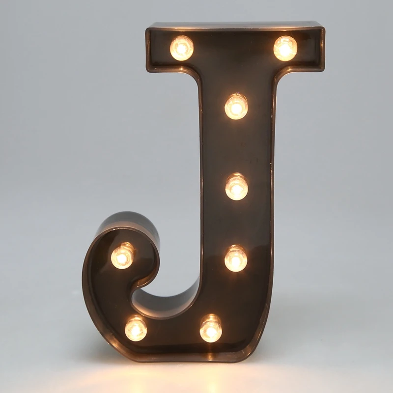 

Newly Design Led Letters Numbers Lights Black Decorative Marquee Lamps for Events Wedding Party Birthday Home Bar ,J