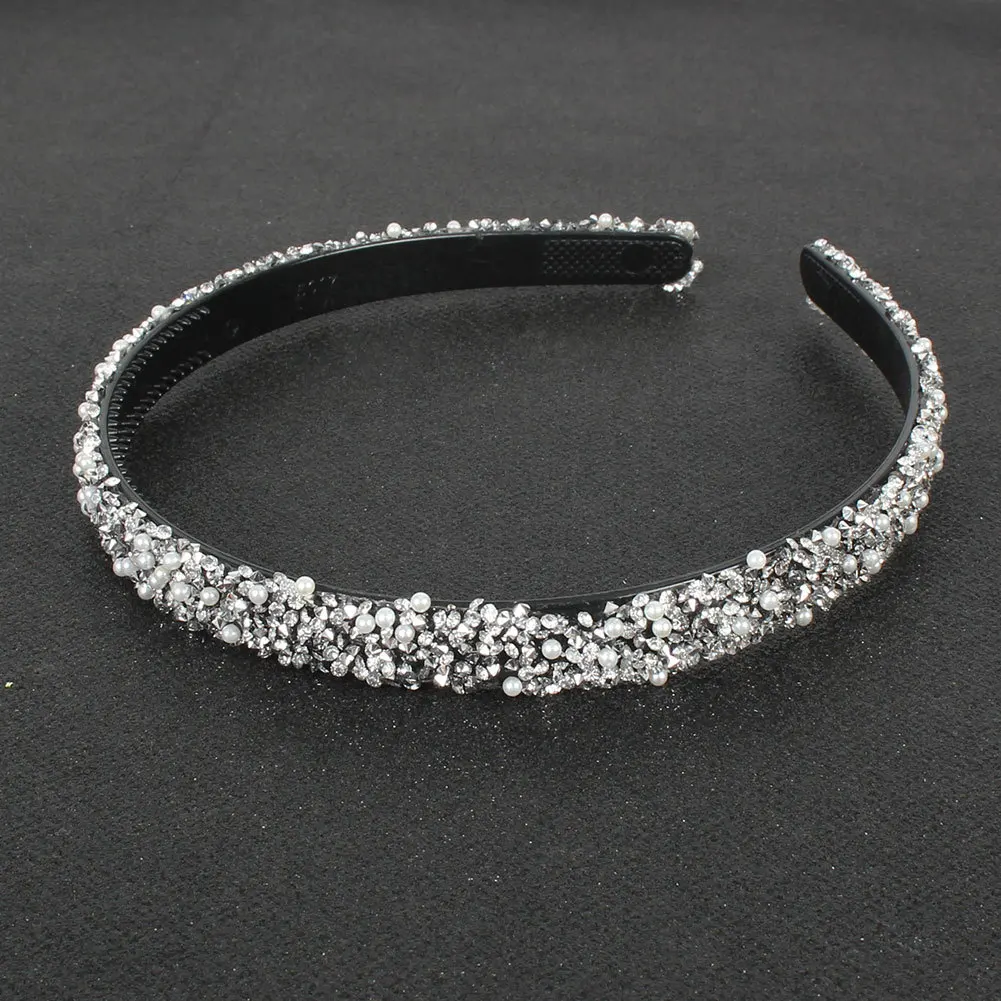 

1Pcs European And American Simple Semicircle Retro Colored Diamond Headband Shiny Luxury Headband Ladies Crystal Headwear