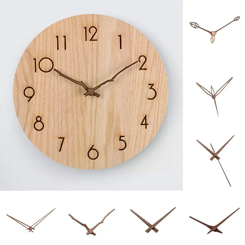 

DIY Creative Wall Clock Wooden Hands With SUN Silent Part Wood Clock Walnut Replace Accessories Clock Movement Needle Quart V1L2