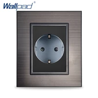 wallpad eu german socket black stainless steel panel schuko wall electric power outlet 16a ac 110250v