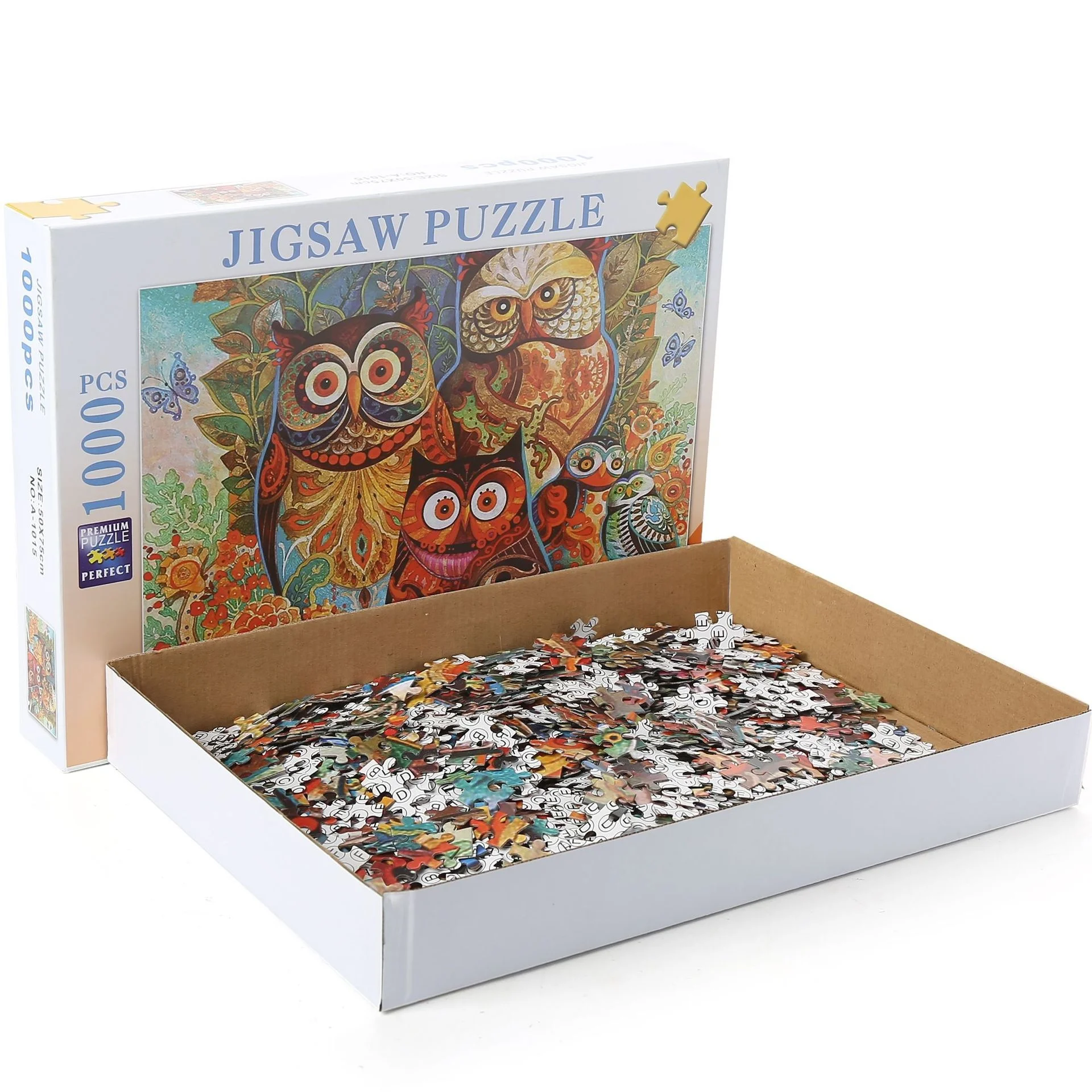 

1000 pieces of puzzle paper adult puzzle toys can be straight with gray board and blue card