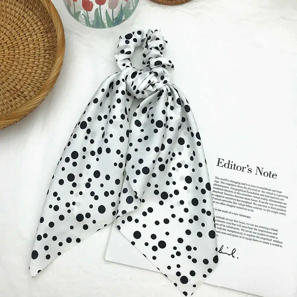 

Elegant Ladies Hair Scrunchies Women Bohemian Floral Printed Ribbon Bow Hair Ropes Elastic Hair Band Hair Rings Ponytail Holder