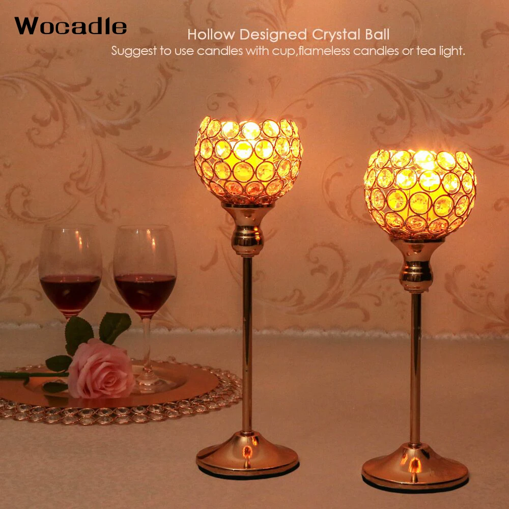 Wocadle с украшением в виде кристаллов Tealight подсвечники металлические Стекло