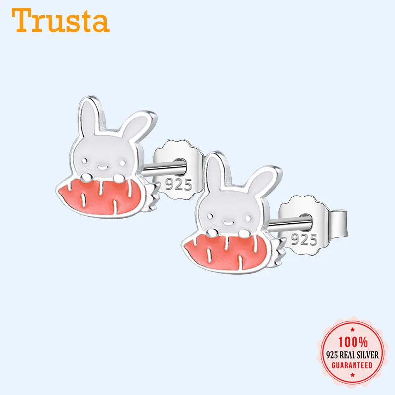 Серьги гвоздики из серебра 100% пробы с кроликом|Серьги-гвоздики| |