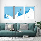 Мультяшный стиль Фреска снег горы катание на лыжах Бескаркасный плакат для дома спальни фреска гостиной украшение холст картина печать