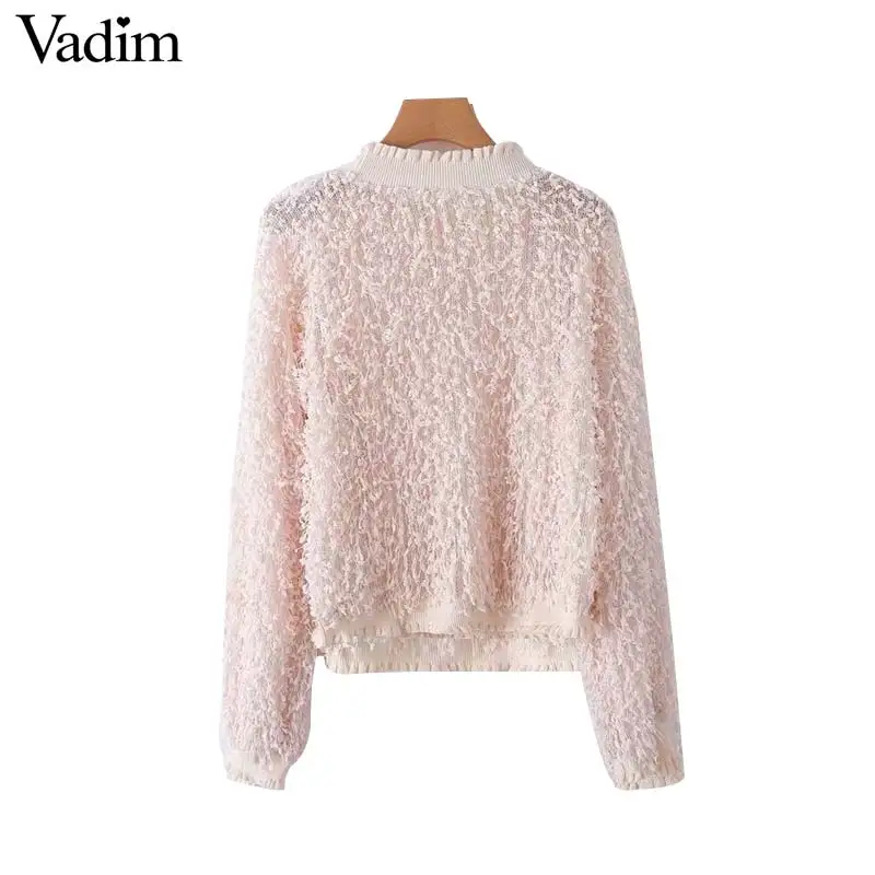 Женское элегантное платье vadim розовый короткий вязаный свитер с кисточками в