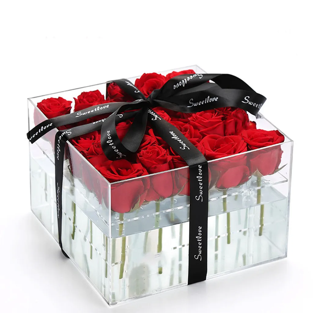 Extra Large Clear Acrylic Rose Flower Box with Cover Romantic Flowers Fresh-Keep | Дом и сад