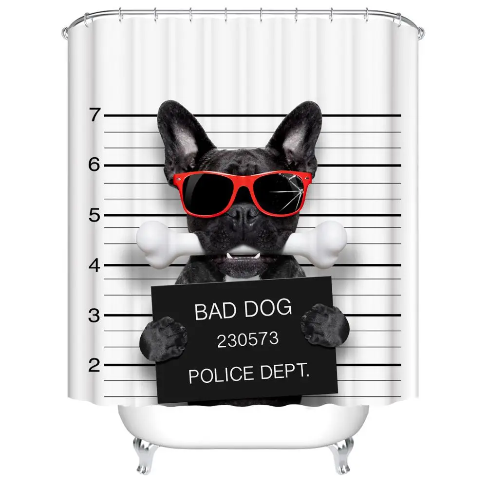 Водонепроницаемая утолщенная белая и черная занавеска для душа Bad Dog защита от
